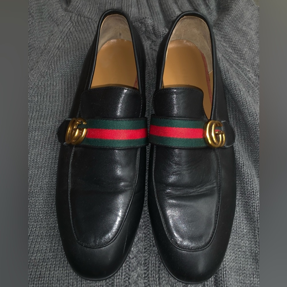 Gucci Men's Paride Web Stripe Bit Leather Loafers